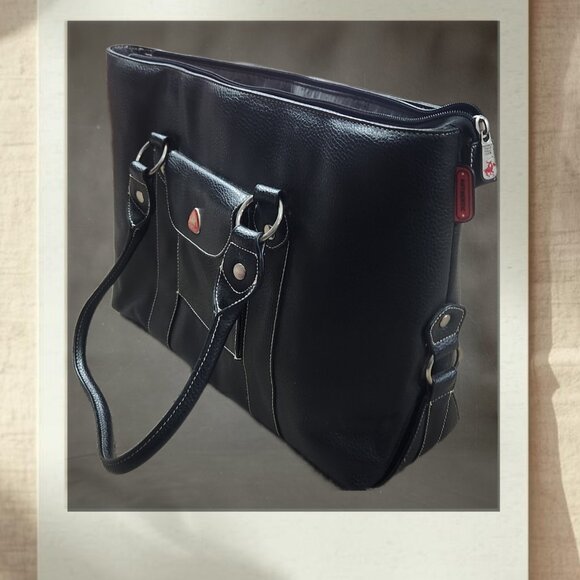 BHPC Luxury Black Leather Briefcase | Laptop Bag | Business Travel Messenger Bag - Picture 1 of 6